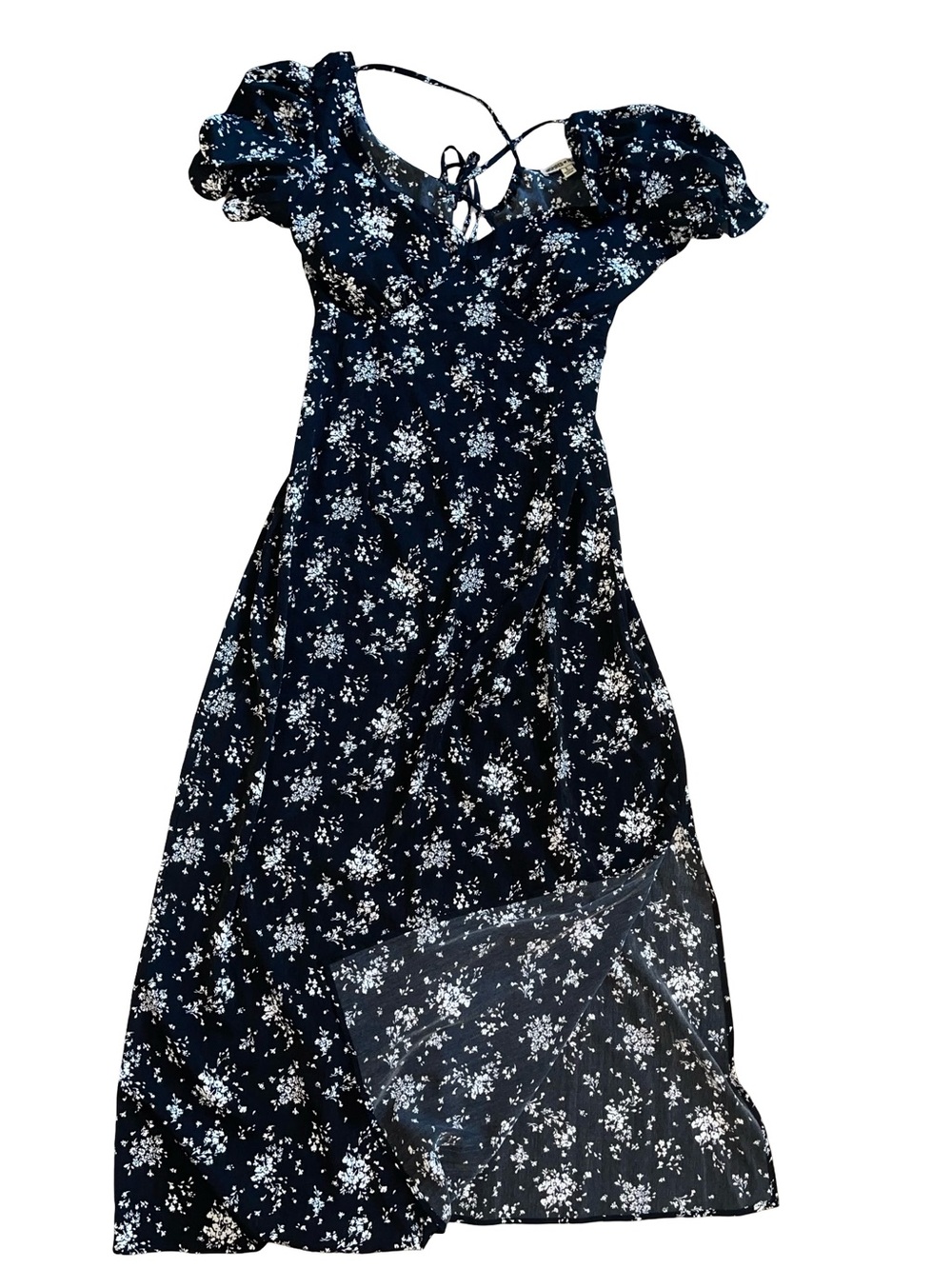 Inspired Hearts Black Floral Midi/Maxi Dress - Open Back size L